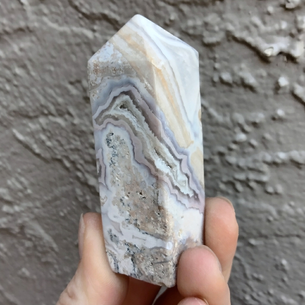 Indonesian Blue Crazy Lace Agate & Chalcedony Quartz Mini Tower / !!Free Gift!!